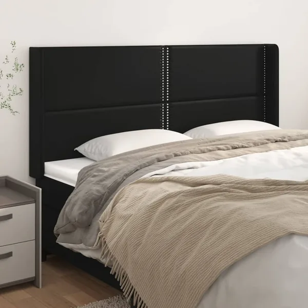 Tête de lit avec oreilles Noir 203x16x118/128 cm Similicuir