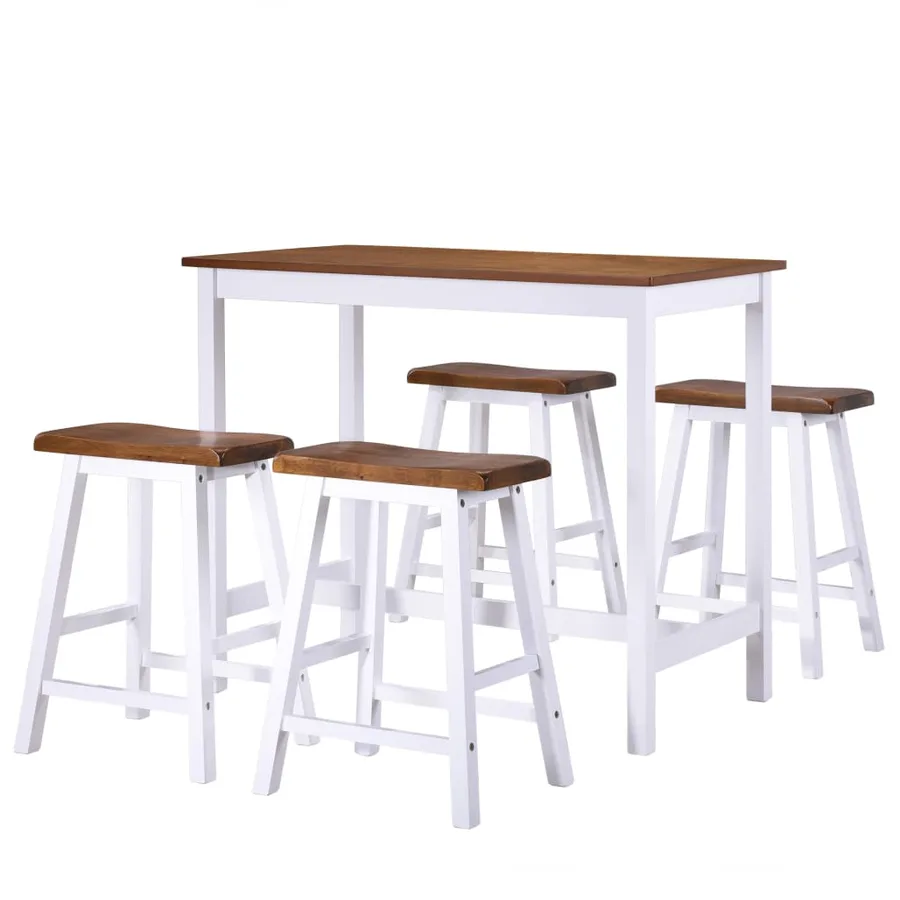 Table et tabouret de bar 5 pcs Bois massif - 2