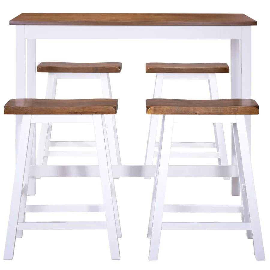 Table et tabouret de bar 5 pcs Bois massif - 4