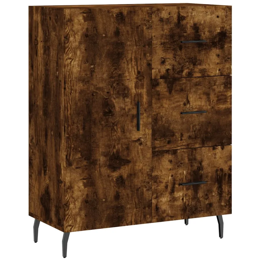 Buffet chêne fumé 69,5x34x90 cm bois d'ingénierie - 2
