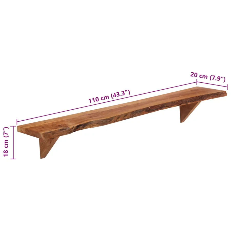 Étagères murales 2 pcs 110x20x18 cm bois massif d'acacia - 11