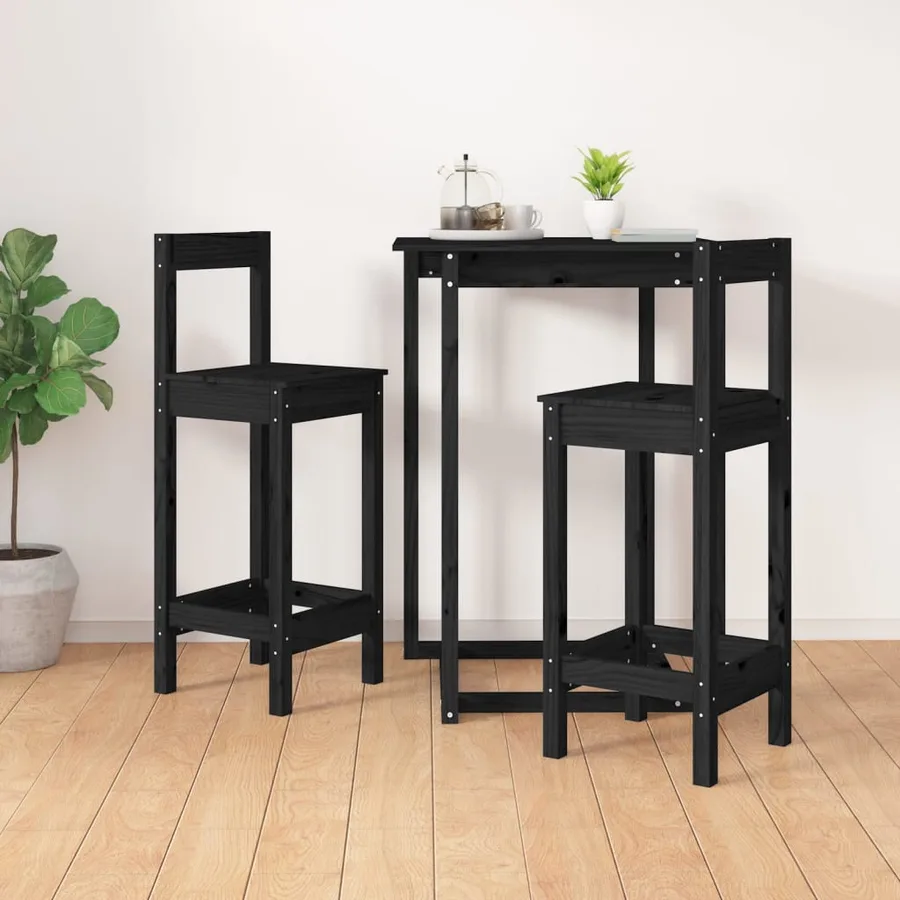 Chaises de bar lot de 2 noir 40x41,5x112 cm bois de pin solide - 6