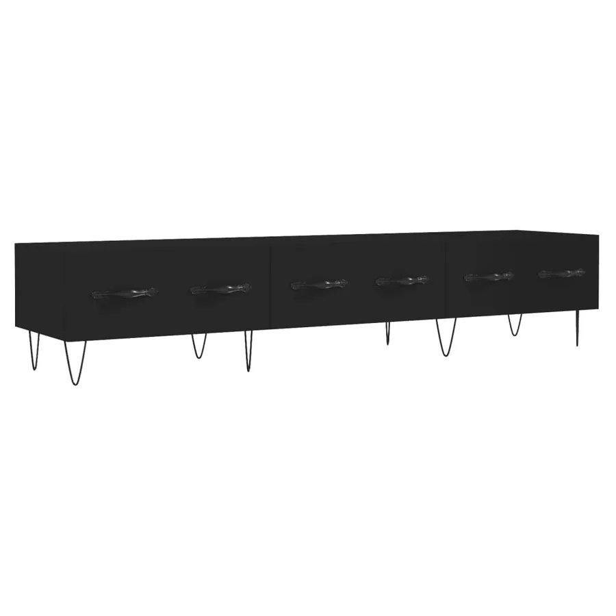 Meuble TV noir 150x36x30 cm bois d'ingénierie - 2