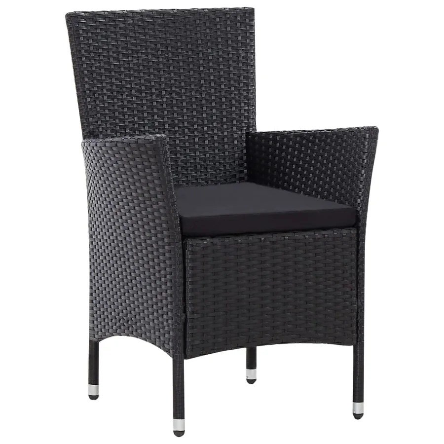 Ensemble à manger d'extérieur 9pcs coussins résine tressée noir - 5