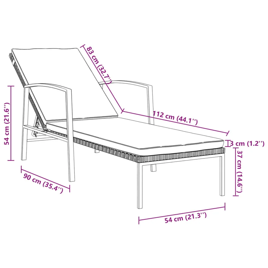 Chaises longues lot de 2 avec table résine tressée noir - 11