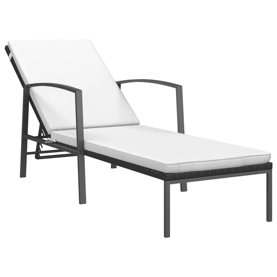 Chaises longues lot de 2 avec table résine tressée noir - 3