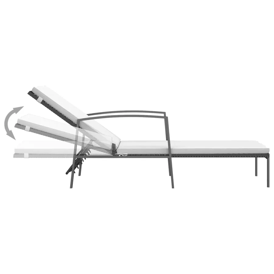 Chaises longues lot de 2 avec table résine tressée noir - 7
