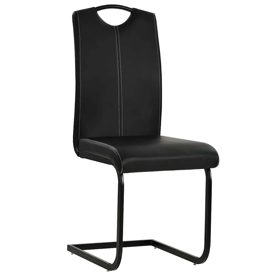 Chaises à manger cantilever lot de 4 noir similicuir - 2