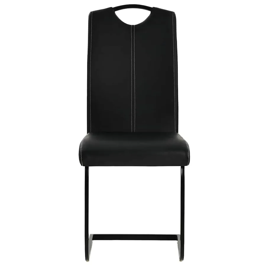 Chaises à manger cantilever lot de 4 noir similicuir - 3