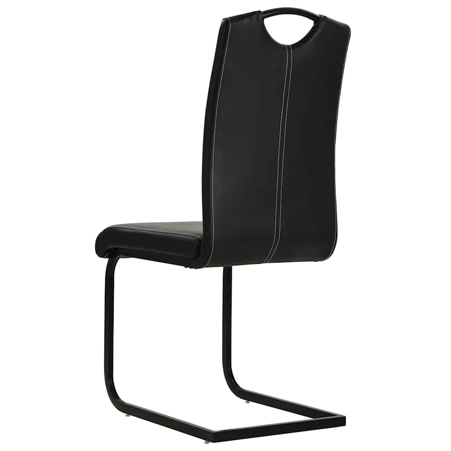 Chaises à manger cantilever lot de 4 noir similicuir - 5