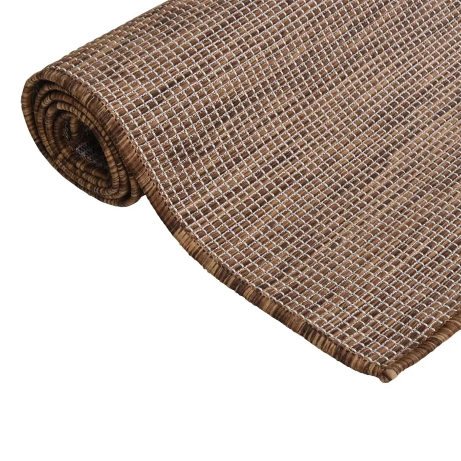 Tapis à tissage plat d'extérieur 140x200 cm Marron - 3