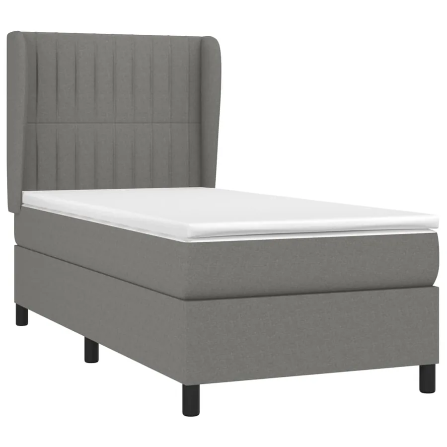 Sommier à lattes de lit avec matelas Gris foncé 100x200cm Tissu - 3