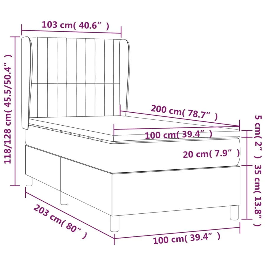 Sommier à lattes de lit avec matelas Gris foncé 100x200cm Tissu - 7