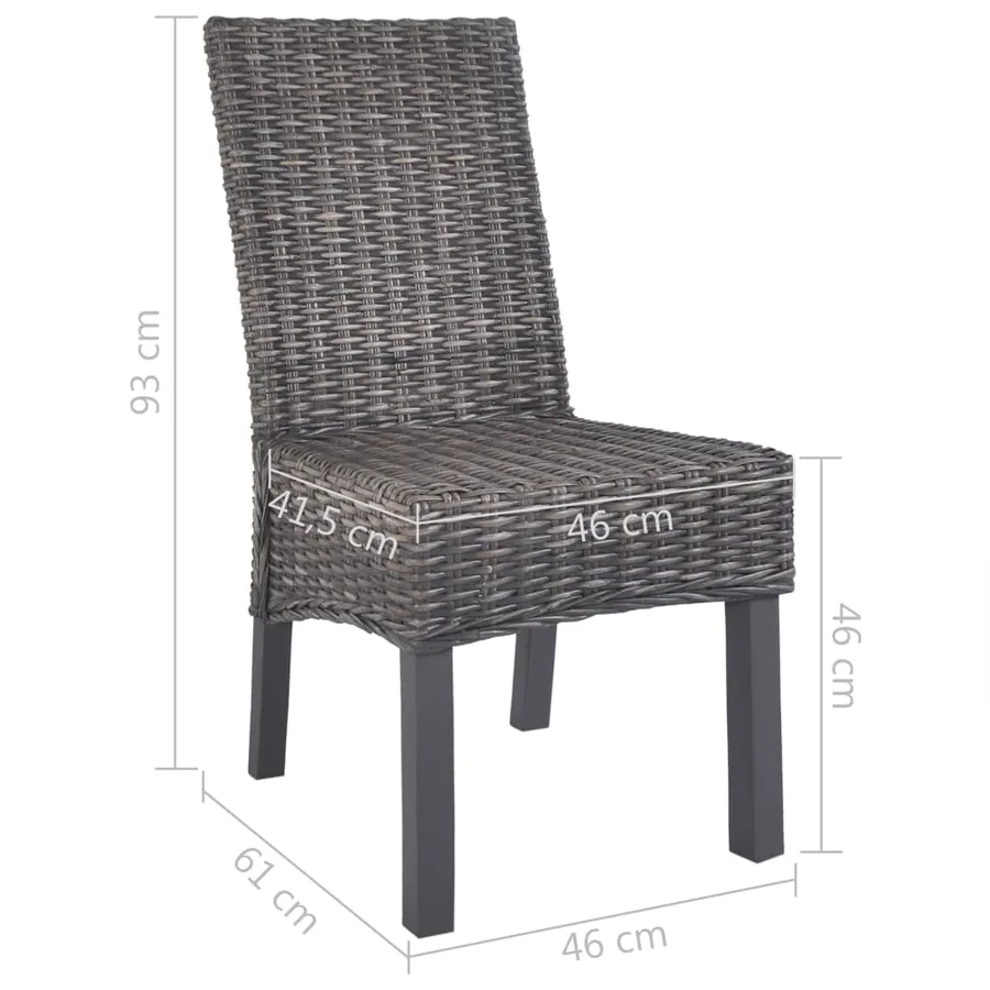 Chaises à manger lot de 4 marron rotin Kubu et bois de manguier - 8