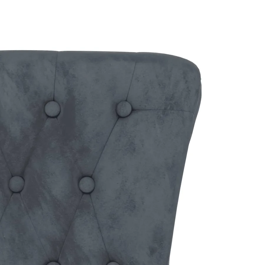 Chaise à dossier haut gris foncé velours conception de bouton - 6