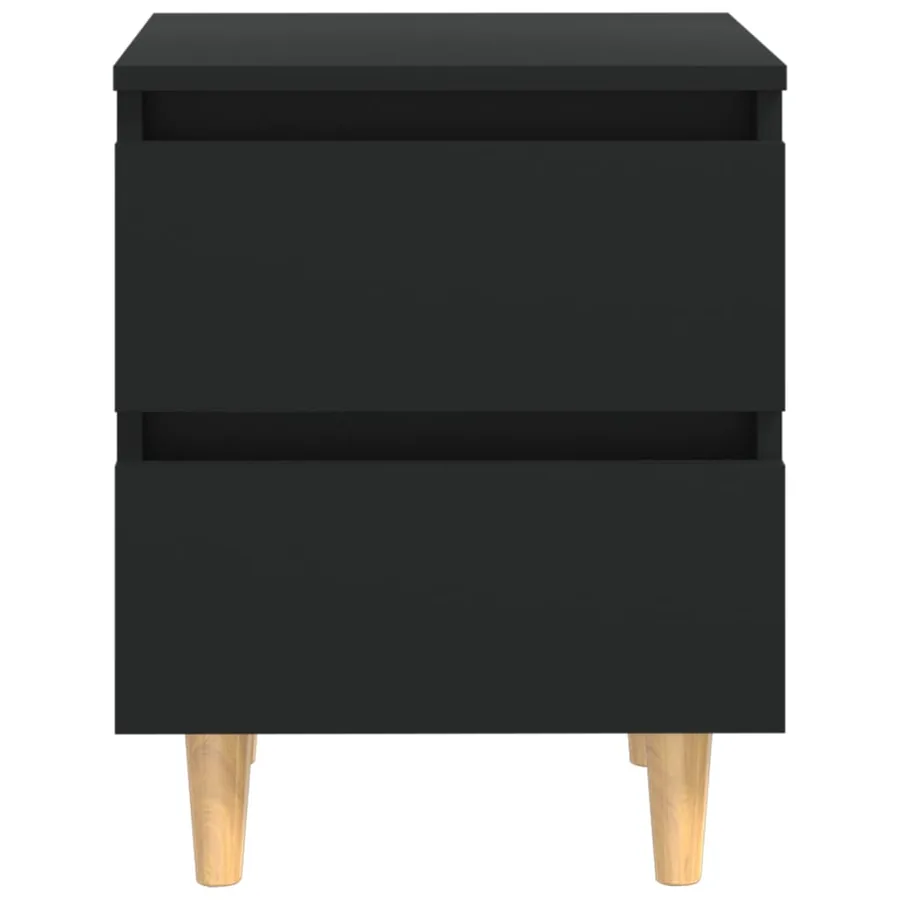 Tables de chevet avec pieds en pin 2 pcs Noir 40x35x50 cm - 4