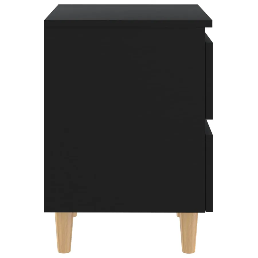 Tables de chevet avec pieds en pin 2 pcs Noir 40x35x50 cm - 5