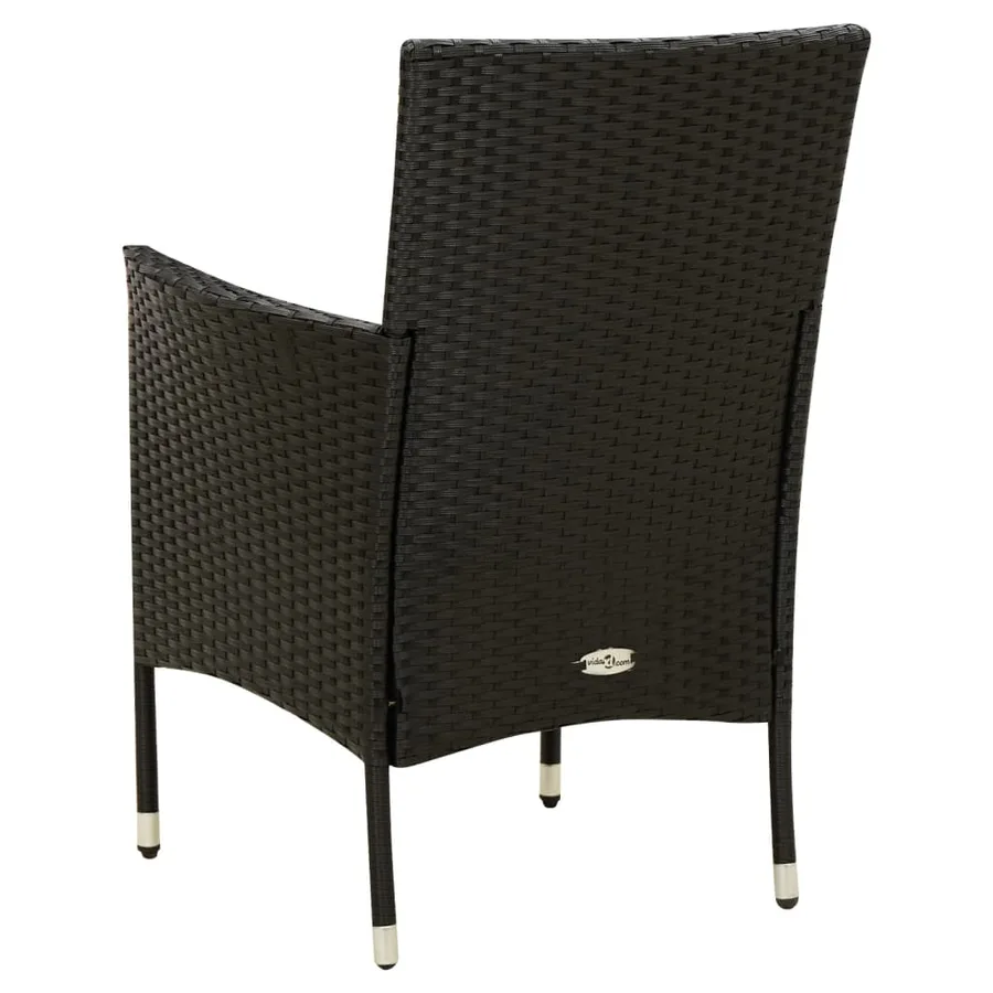 Chaises de jardin lot de 2 avec coussins Résine tressée Noir - 5