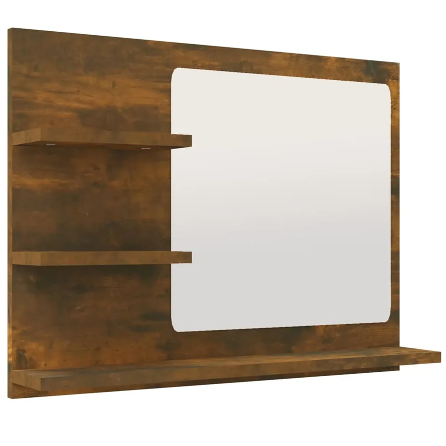 Miroir de bain Chêne fumé 60x10,5x45 cm Bois d'ingénierie - 2