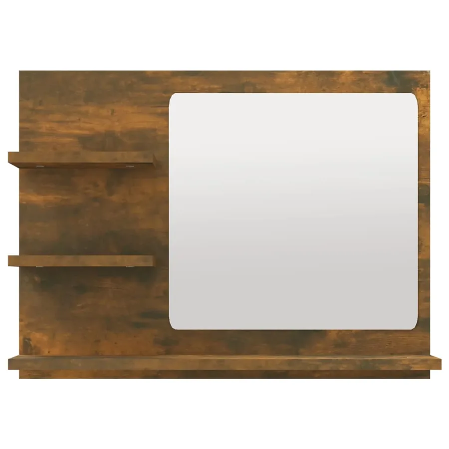 Miroir de bain Chêne fumé 60x10,5x45 cm Bois d'ingénierie - 3