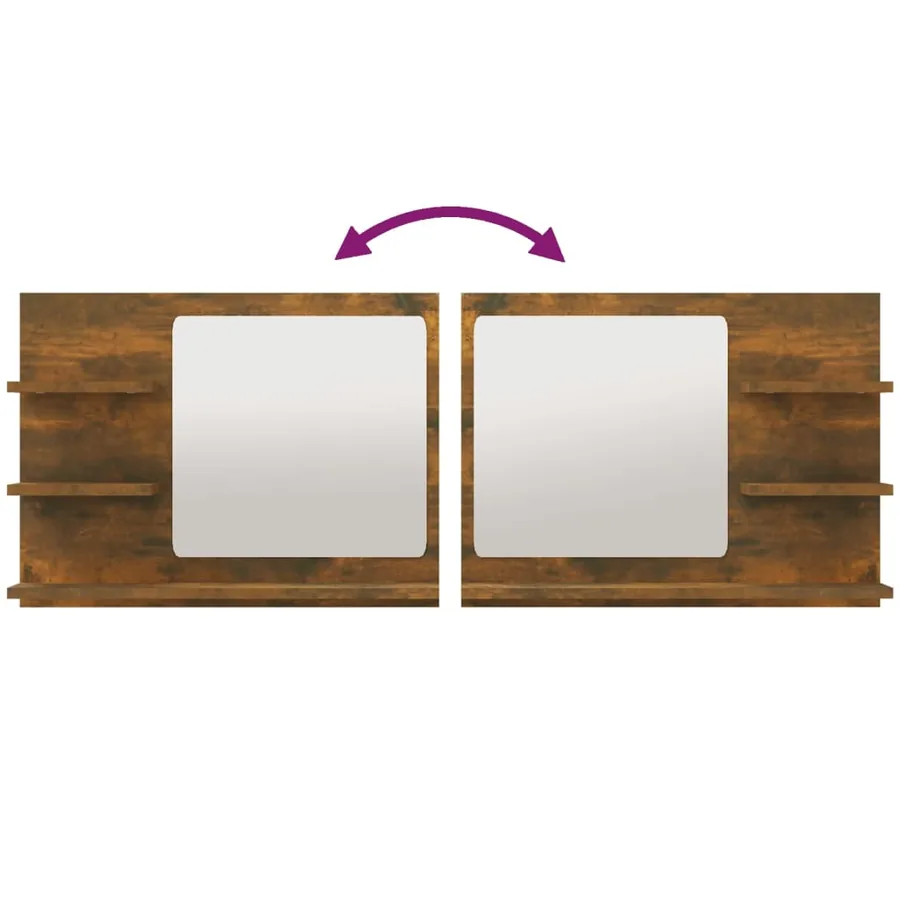 Miroir de bain Chêne fumé 60x10,5x45 cm Bois d'ingénierie - 5