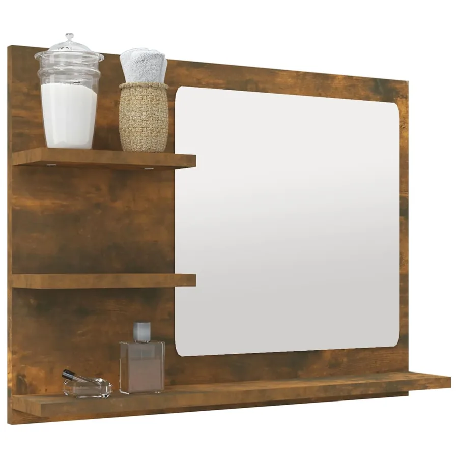 Miroir de bain Chêne fumé 60x10,5x45 cm Bois d'ingénierie - 6