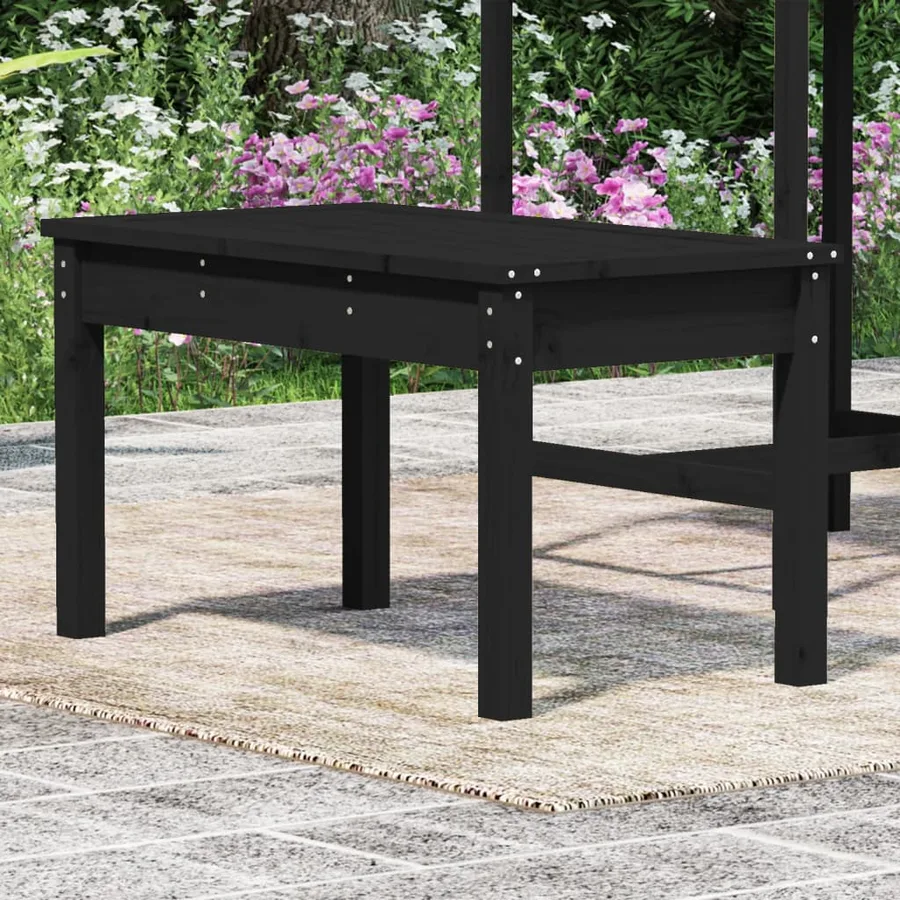 Banc de jardin noir 80x44x45 cm bois massif de pin - 3