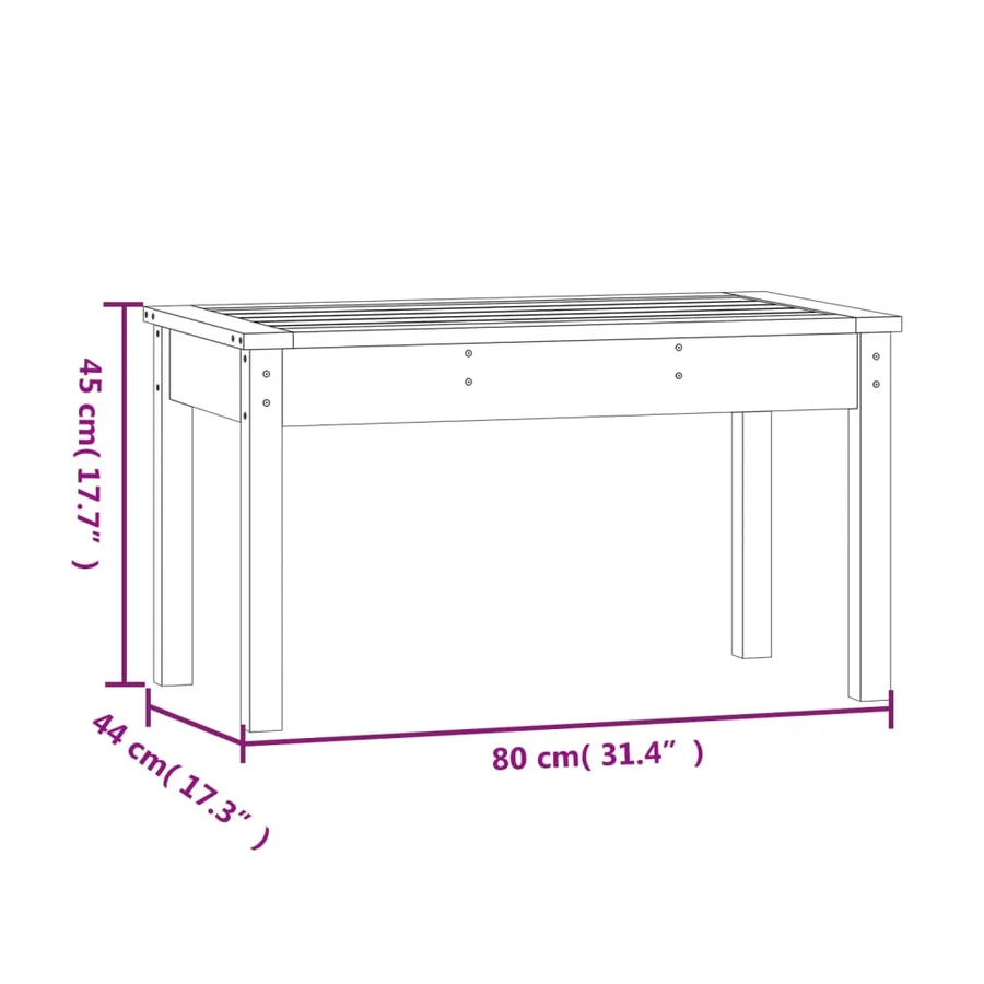 Banc de jardin noir 80x44x45 cm bois massif de pin - 8