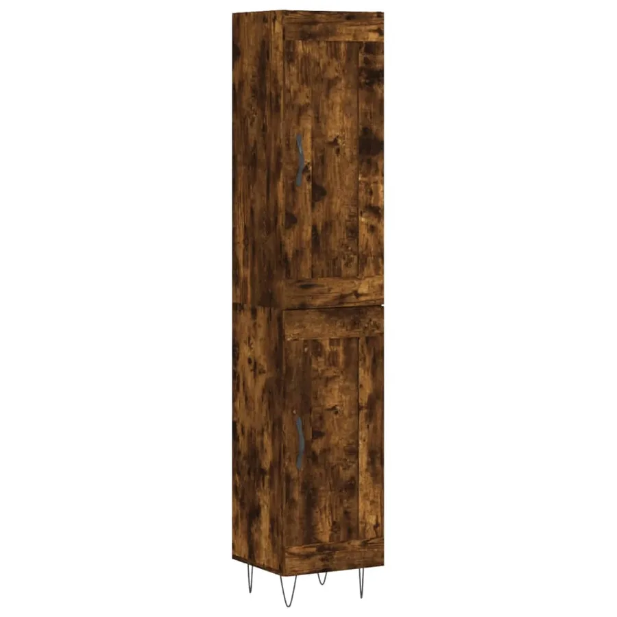 Buffet haut Chêne fumé 34,5x34x180 cm Bois d'ingénierie - 2