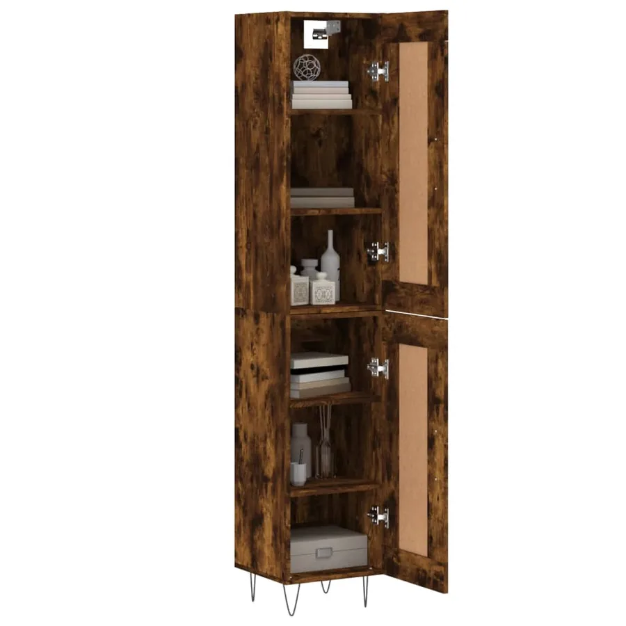 Buffet haut Chêne fumé 34,5x34x180 cm Bois d'ingénierie - 3