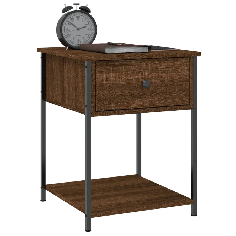 Table de chevet chêne marron 44x45x58 cm bois d'ingénierie - 3
