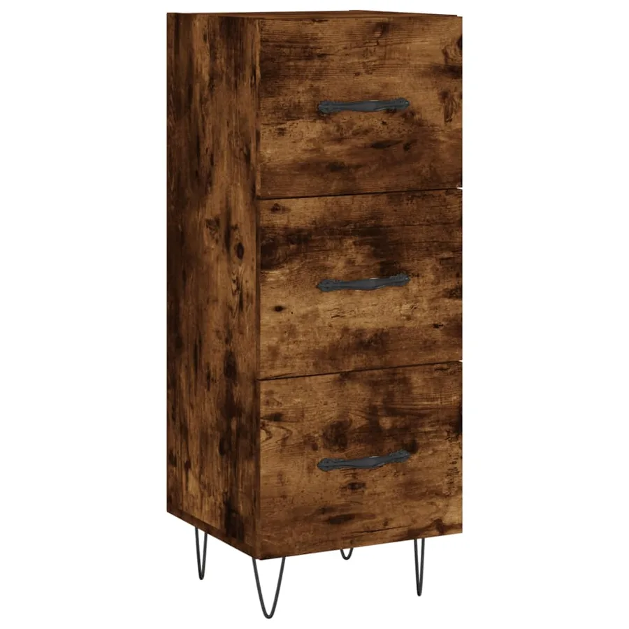 Buffet haut Chêne fumé 34,5x34x180 cm Bois d'ingénierie - 5