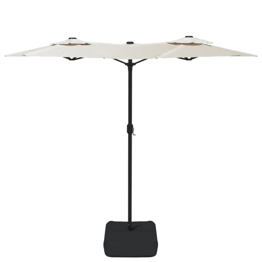 Parasol de jardin à double tête avec LED blanc sable 316x145 cm - 5