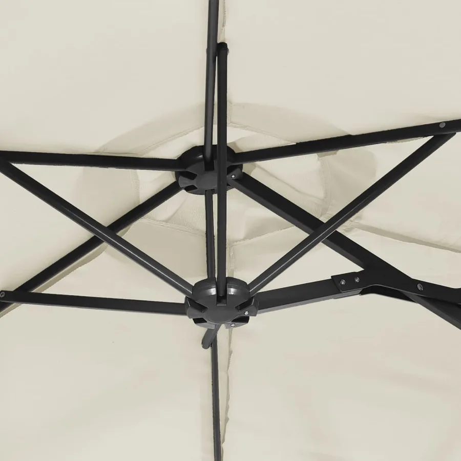 Parasol de jardin à double tête avec LED blanc sable 316x145 cm - 8