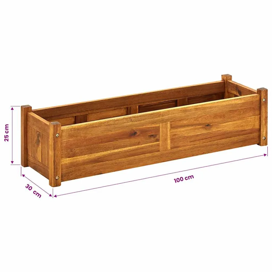Lit surélevé de jardin Bois d'acacia 100x30x25 cm - 8
