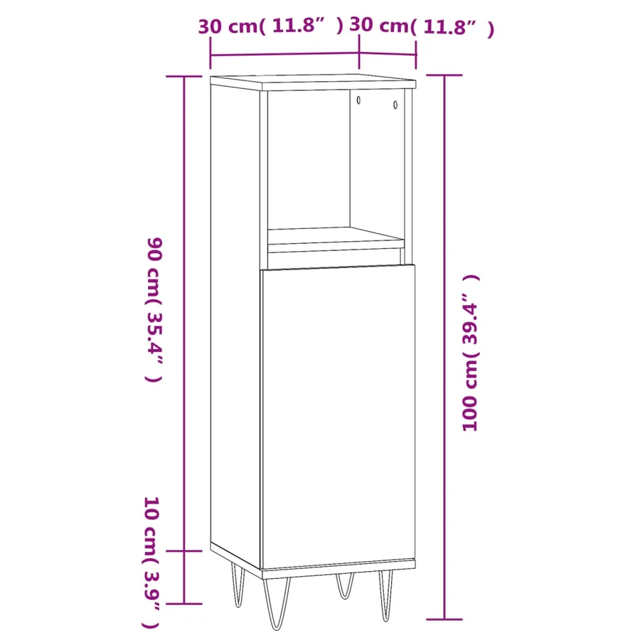 Armoire de salle de bain blanc 30x30x100 cm bois d'ingénierie - 12