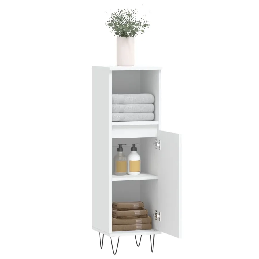 Armoire de salle de bain blanc 30x30x100 cm bois d'ingénierie - 4