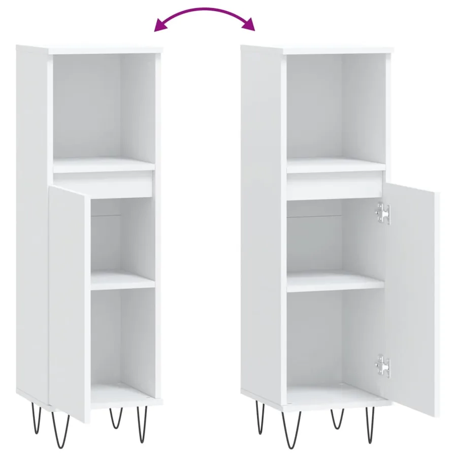 Armoire de salle de bain blanc 30x30x100 cm bois d'ingénierie - 9