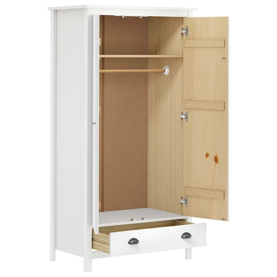 Garde-robe à 2 portes Hill Blanc 89x50x170cm Bois de pin solide - 3