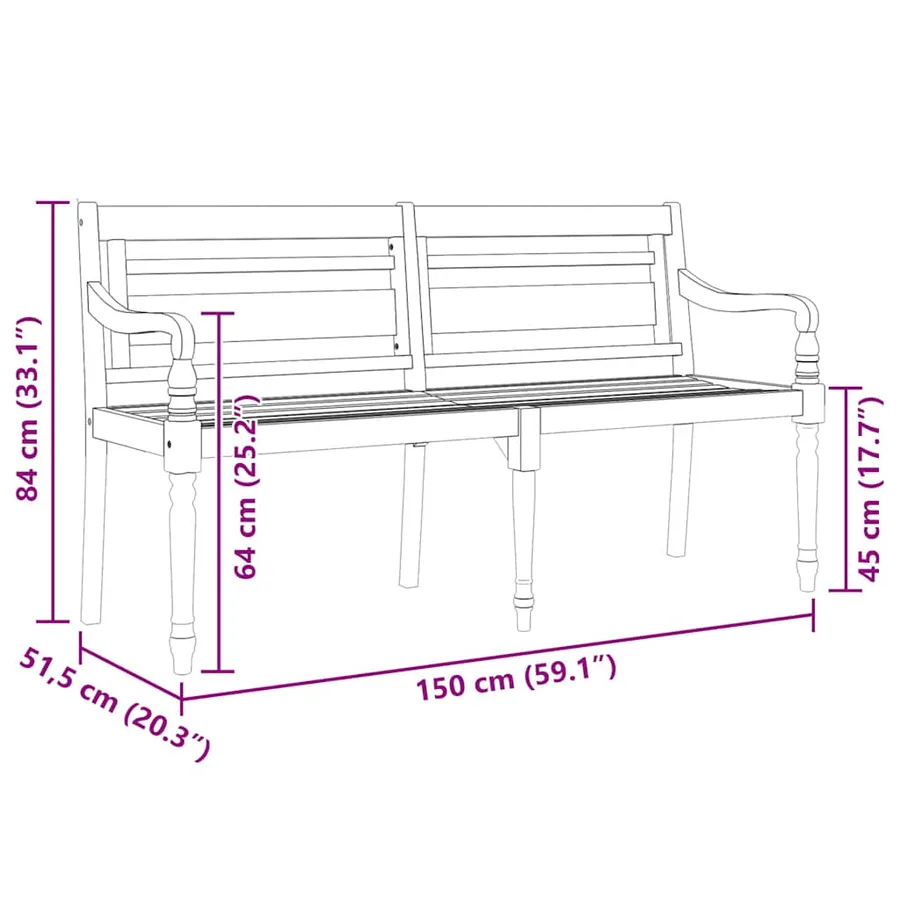 Banc Batavia 150 cm Bois massif de teck - 6