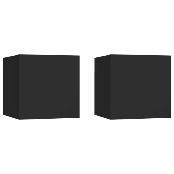 Tables de chevet 2 pcs Noir 30,5x30x30 cm Bois d'ingénierie