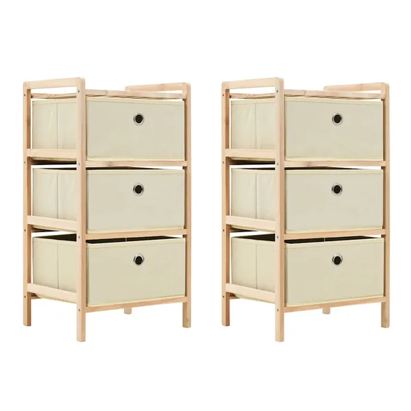Étagères de rangement avec 3 paniers en tissu 2 pcs beige cèdre