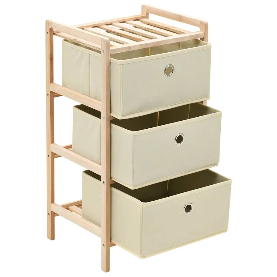 Étagères de rangement avec 3 paniers en tissu 2 pcs beige cèdre - 4