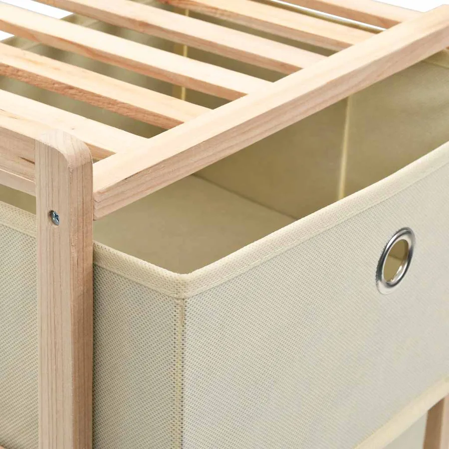 Étagères de rangement avec 3 paniers en tissu 2 pcs beige cèdre - 6
