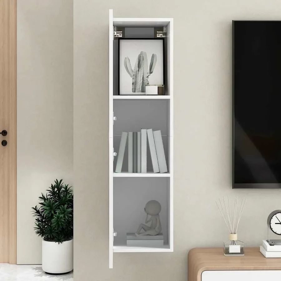 Meuble TV Blanc 30,5x30x110 cm Bois d’ingénierie - 12
