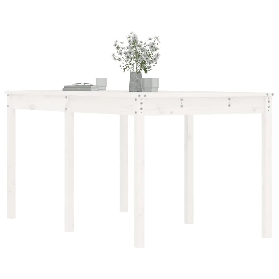 Table de jardin blanc 159,5x82,5x76 cm bois massif de pin - 4
