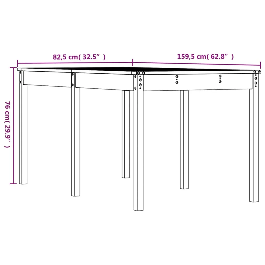 Table de jardin blanc 159,5x82,5x76 cm bois massif de pin - 8