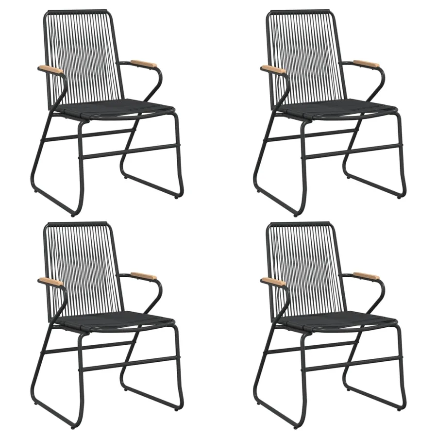Chaises de jardin lot de 4 noir 58x59x85,5 cm rotin PVC - 2