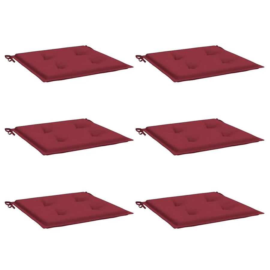Coussins de chaise de jardin lot de 6 rouge bordeaux 40x40x4 cm - 3