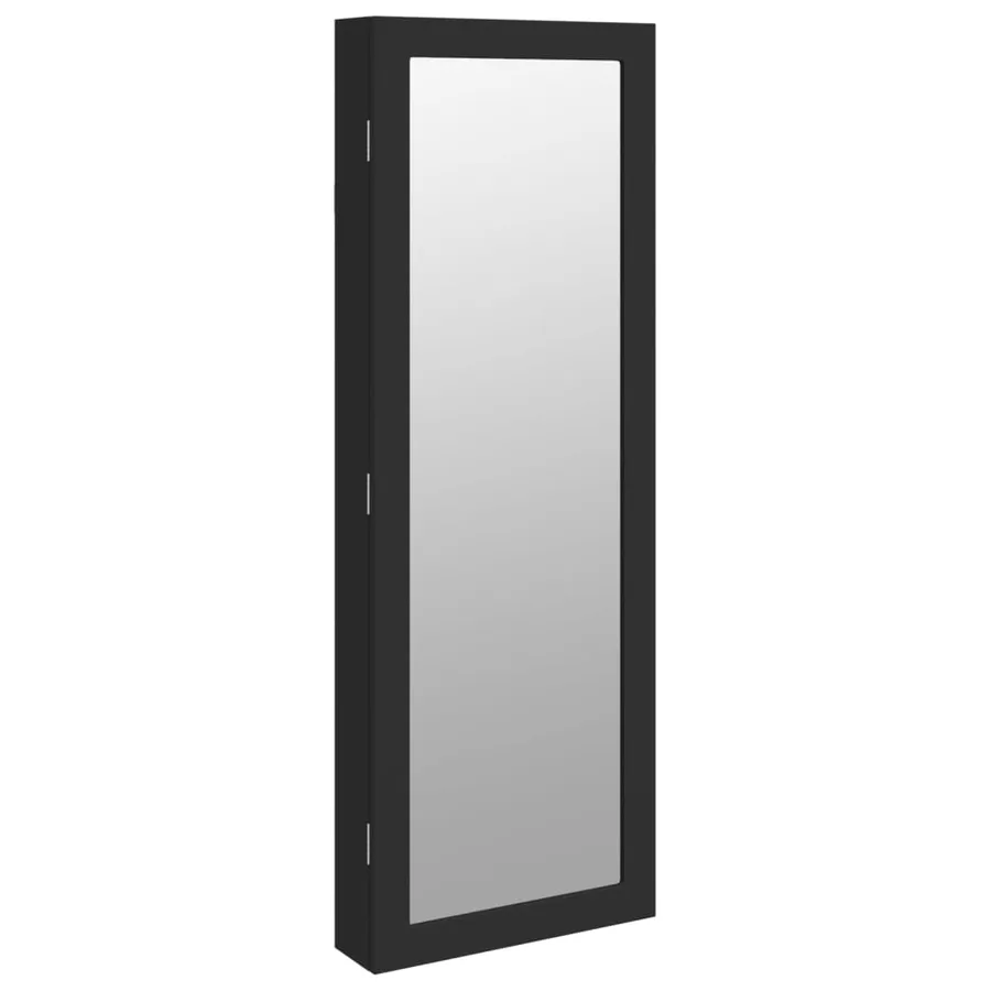 Armoire à bijoux avec miroir et éclairage LED mural noir - 2